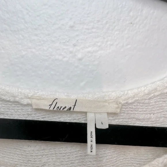 Anthropologie Floreat Macrame Crochet Knit Cotton Long Sleeve Sweater White Sz L - Picture 4 of 6